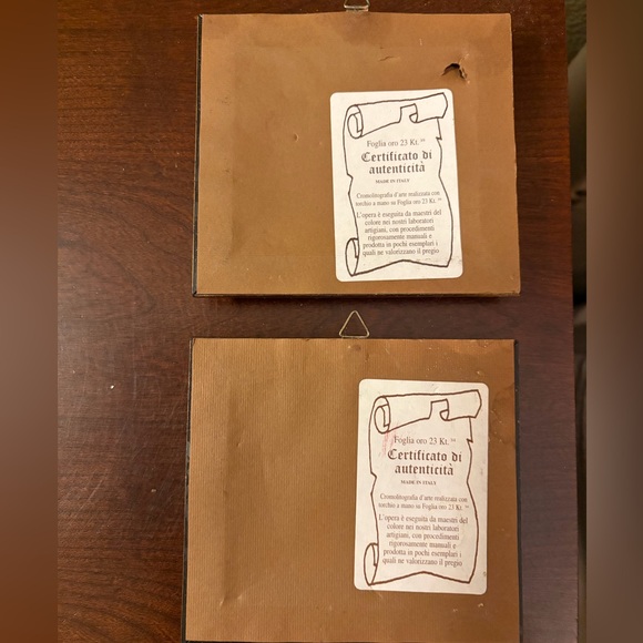 Vintage Italian 23k Gold Leaf Foil Chromolithographs Set of 2 - Picture 4 of 8